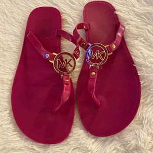 Michael Kors jelly flip flops fuchsia size 10
